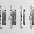 Four Metal Door Handles Featuring Mechanical Structures And Detailed Designs
