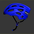 Blue Ventilated Cycling Helmet With Shiny Surface And Adjustable Straps For Sports
