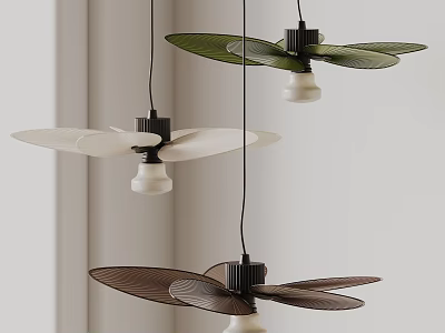 Modern Leaf Shaped Pendant Lights in Green White Brown Tones for Interior Decor 3d model