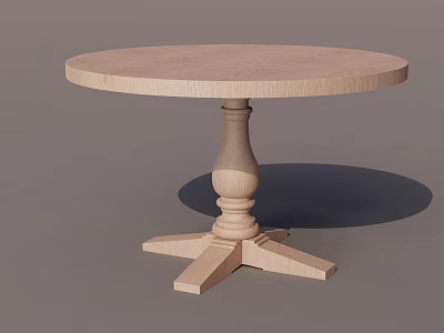 Wooden Round Side Table With Classic Pedestal Base And Petal Shaped Legs 3d model