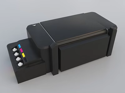 Office Electrical Appliance Black Printer With Control Panel And Color Buttons For Office Use 3d model