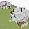 Concrete single-family villa Modern single-family villa 3d model