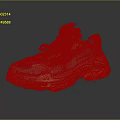 Stylish Chunky Sneakers With Gray Upper Red Laces Yellow Sole And Blue Accents