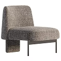 Modern Minimalist Single Sofa In Gray Textured Fabric With Metal Legs Design