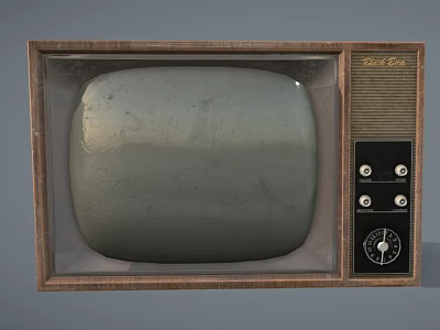 Vintage Television With Wooden Frame Classic Knobs And Worn Screen Design 3d model