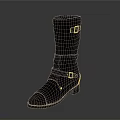 Black Leather Mid Calf Boots With Buckle Straps And Classic Design For Daily Use