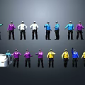 Group Of Men In Different Colored Jackets Posing With White Equipment