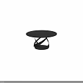 Modern Round Dark Wooden Dining Table With Intertwined Metal Base Design 3d model