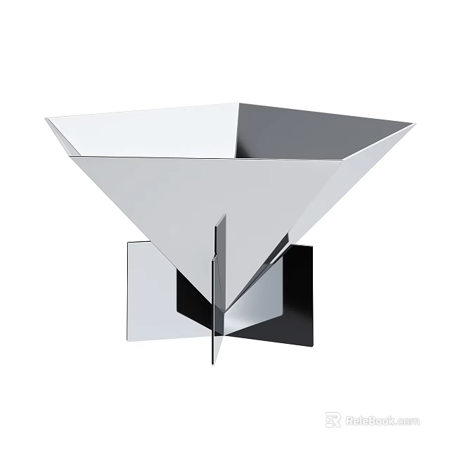 Modern Metal Geometric Funnel Shaped Decorative Household Item With Square Base 3d model 