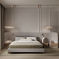 Neutral Tone Style Bedroom Simple Bedroom 3d model