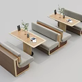 Modern Public Chairs With Booth Seats And Wooden Tables For Cafes