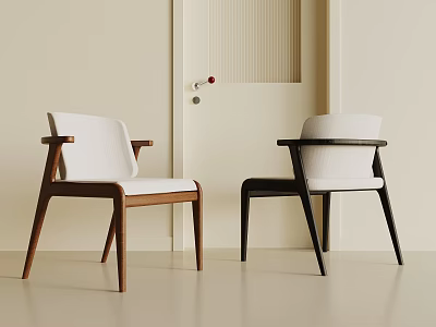 Modern Dining Chairs With Wooden Frame White Upholstery And Minimalist Design 3d model