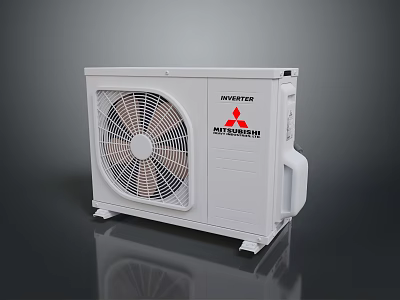 Mitsubishi Heavy Industries White Air Conditioner Outdoor Unit With Fan 3d model