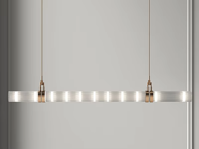 Modern Linear Pendant Light Design With Copper Frame And White Illumination Strips 3d model