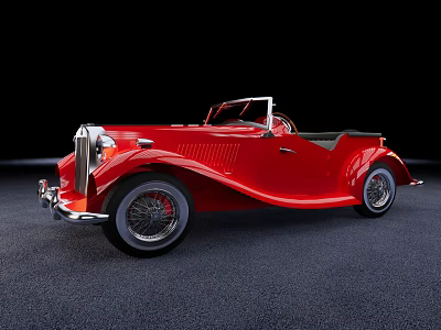 Red Vintage Convertible Car With Classic Open Top And Sleek Body Design 3d model