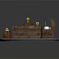 Treasure Chest Scene With Wooden Barrel Crates Goblets And Gold Coins