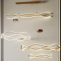 Modern Wavy Pendant Chandeliers with Curved LED Illumination and Gold Silver Finishes