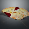 Broken Ancient Pottery Bowl With Red Yellow Decorations And Surface Patterns 3d model