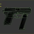 Black Tactical Pistol with Detachable Magazine Metallic Finish and Ergonomic Grip on Dark Isolated Background