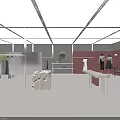 Modern Clothing Store Interior With Hanging Clothes Marble Counters Display Tables And Mirror