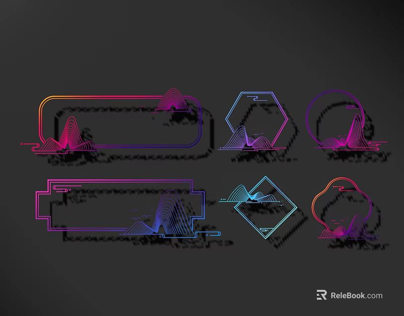 Colorful Geometric Wall Decor With Various Shapes Gradient Colors And Shadow Effects 3d model 