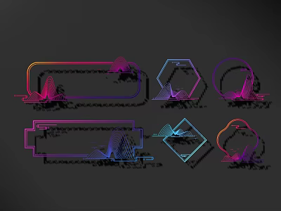 Colorful Geometric Wall Decor With Various Shapes Gradient Colors And Shadow Effects 3d model