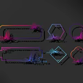 Colorful Geometric Wall Decor With Various Shapes Gradient Colors And Shadow Effects