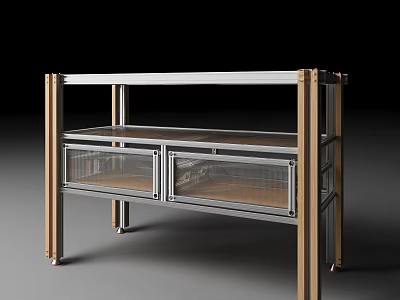 Modern Table And Chair Set With Metal Frame Wooden Legs And Mesh Door Drawers 3d model