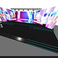 Modern Stage Setup With Colorful LED Panel Screens Purple Lighting And Audience Seats