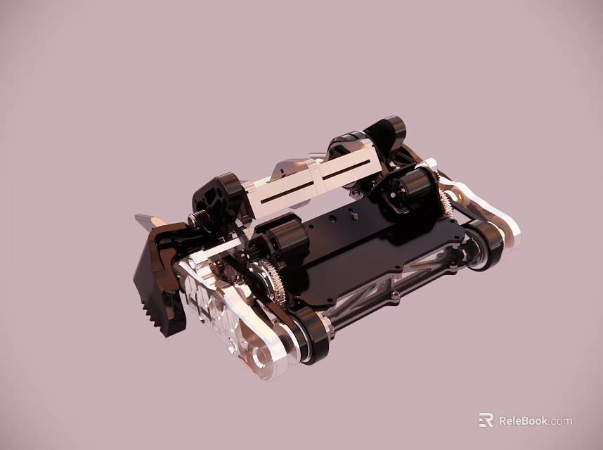 Intelligent Machine With Tracked Mobile Platform And Mechanical Arm Gear Structure 3d model 