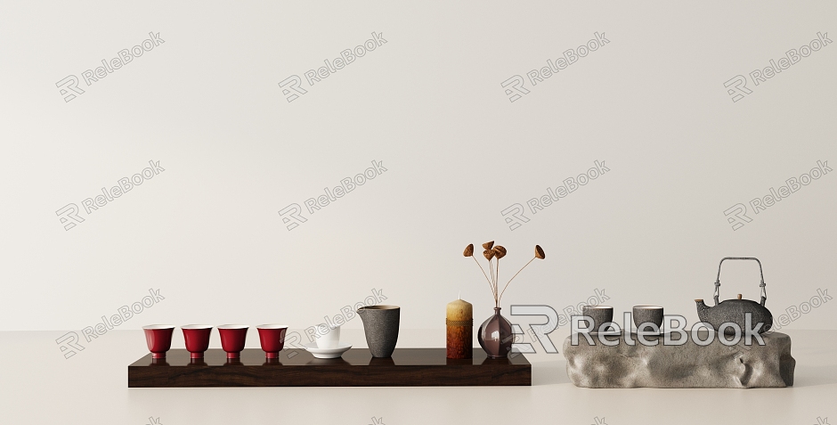 Modern tea set ornaments combination model