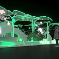 Green Leaf Shaped Exhibition Booth 2024 With Lighting Staff And Display Board