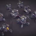 Futuristic Mechanical Weapons Featuring Battle Robots Lighting Effects And Metallic Texture 3d model
