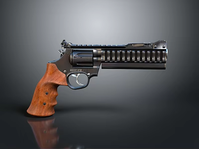 Classic Revolver Firearm With Wooden Grip And Metal Cylinder Barrel Design 3d model