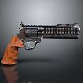 Classic Revolver Firearm With Wooden Grip And Metal Cylinder Barrel Design