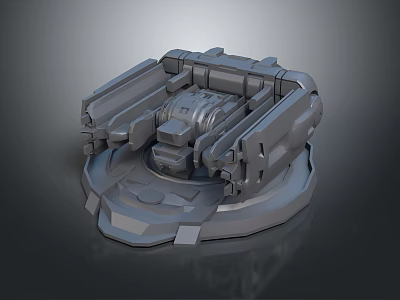 Advanced Weapon Mechanical Structure With Rotating Components And Gray Metallic Finish 3d model
