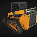 Tracked Skid Steer Loader With Yellow Body Black Bucket And Protective Cage