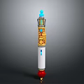 Multi Colored Vertical Industrial Component With Blue Top Yellow Middle And Red Base