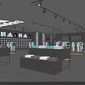 Modern Retail Store Interior With Display Racks Product Shelves And Lighting