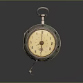 Vintage Pocket Watch With Green Case Roman Numeral Dial Decorative Holes And Chain
