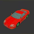 Red Sports Car 3D Rendered With Blue Windshield And Gray Background