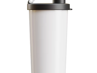 Portable White Tumbler with Black Lid for Daily Use and Travel 3d model