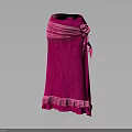 Elegant Pink Pleated Skirt With Decorative Bow And Lace Trim Details