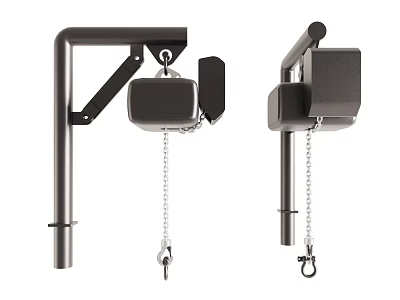 Black Industrial Equipment With L Shaped And Straight Arm Metal Chain Hook 3d model