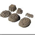 Wood and Stone Natural Textured Pieces With Various Shaped Blocks And Decorative Elements