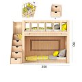 Modern Children's Bed IKEA Teenager Bed Double Bed Fabric 3d model