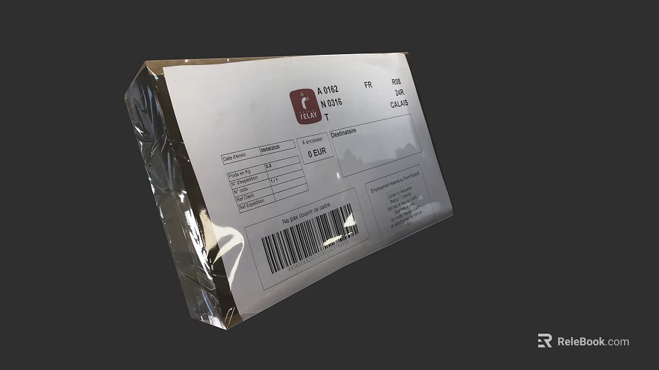 White Sealed Plastic Product Package With Label Details And Barcode 3d model 