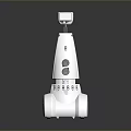 White Robot Character With Square Head Digital Display And Robotic Legs In Game And Movie