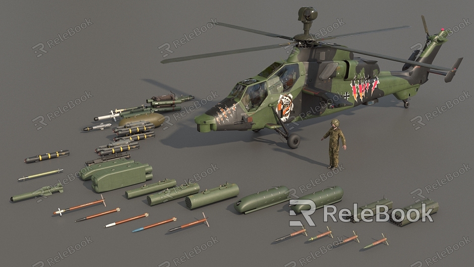 Helicopter Tiger Armed Helicopter EC665 Quad-Rotor Twin Multi-Mission Armed Helicopter Super Realistic High Precision Video Class model