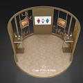 Golden Curved Exhibition Booth With Watch Displays And Glass Shelves